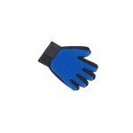 Textile and rubber glove, for brushing pets, blue color, left hand